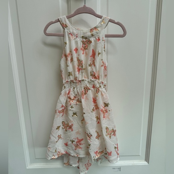 NWOT Epic Threads 3T White Butterfly Sleeveless Girls Hi Low Dress - Picture 1 of 5
